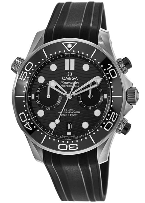 omega seamaster chronograph men's black rubber strap watch